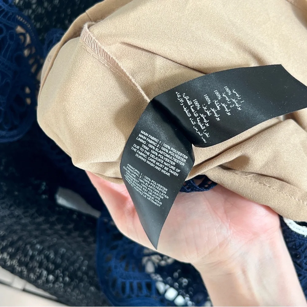 Self-Portrait Wave Guipure Mini Dress Navy US Size 4 - Picture 9 of 10